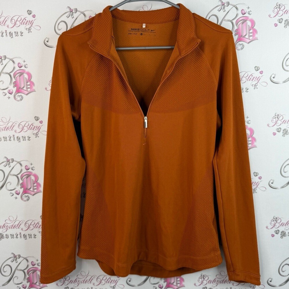 Nike golf sweater pull over bright Women's Orange Quarter-Zip Top